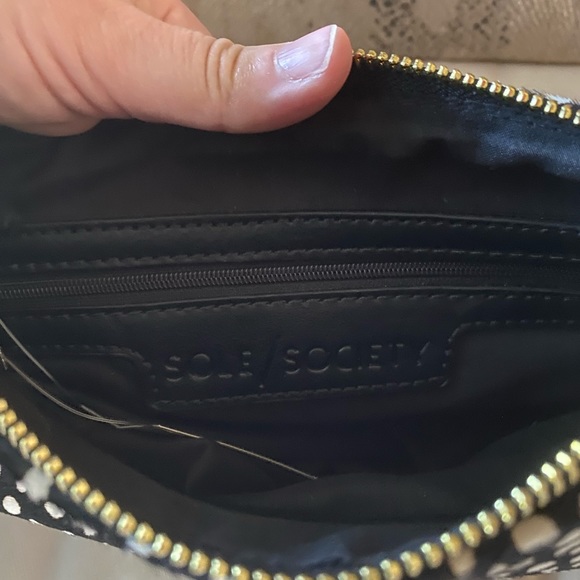 Sole Society dolce black and white animal print clutch pouch calf hair NWT $69 - Picture 8 of 11